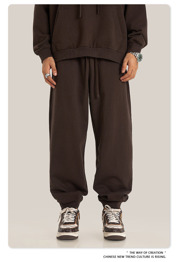 Sporty Drawstring Basic Style Trendy Solid-color Men's Sweatpants