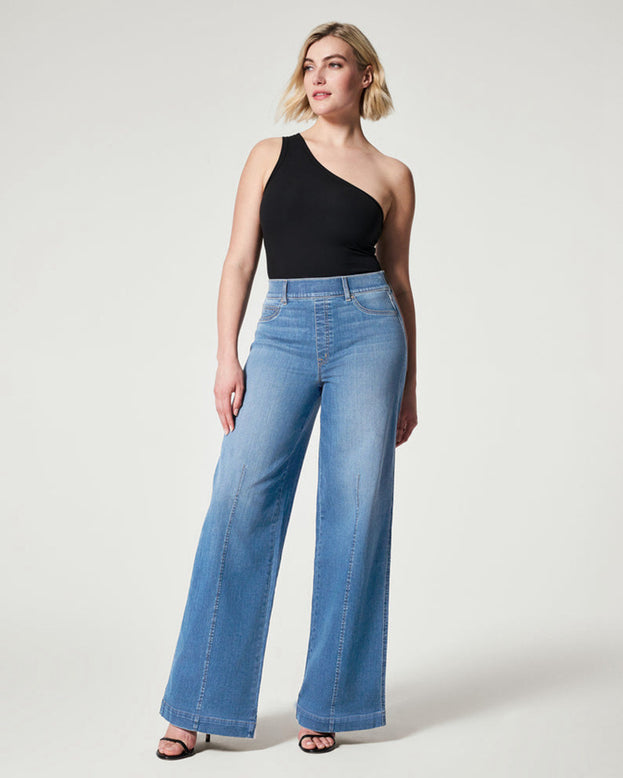 Summer Fashion Versatile Hight-Waist Straight Wide-Leg Denim Pant for Women