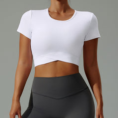 Women's Low-Cut Round-Neck Fitness Yoga Breathable Top