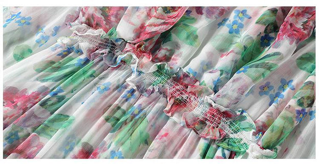 Long Sleeve Bubble Sleeve Big Swing Pinted Cake Dress