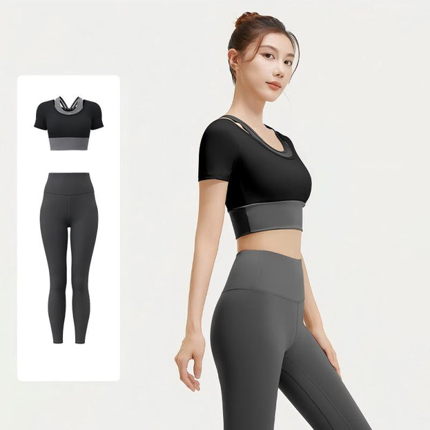 Two-Piece Sports Bra and Yoga Set with Built-in Pads