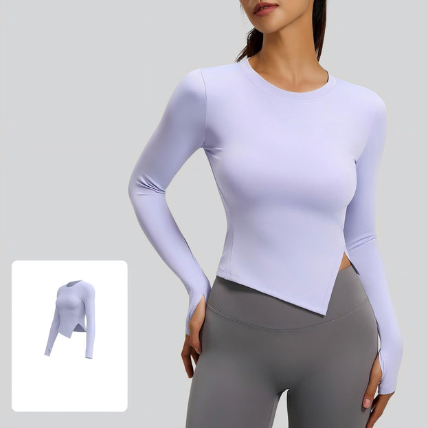 Moisture-wicking Naked Sensation Long Sleeve Slim Fit Slit Yoga Wear