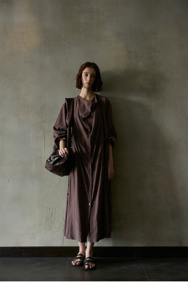 A classic, fashionable and mature Tencel drawstring corset dress