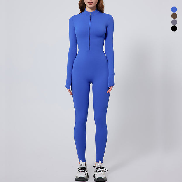 Long-Sleeved Tight-Fitting One-Piece Sports Yoga Suit For Women