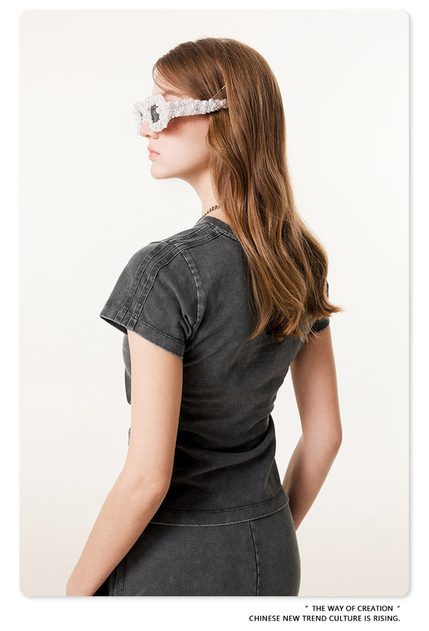 Summer Fashion Patchwork Round-neck Sylish American T-shirt