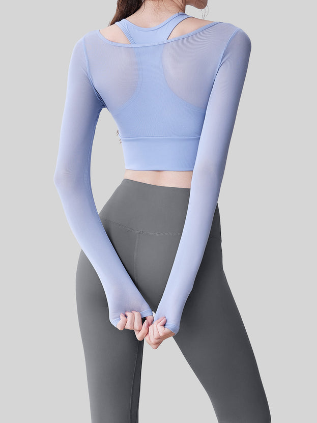 Naked Mesh Hollow Yoga Fitness Suit for Women