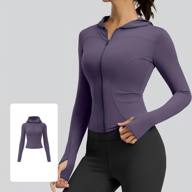 Women's High-Bomb Naked Slim-Fit Tight Hooded Yoga Clothes