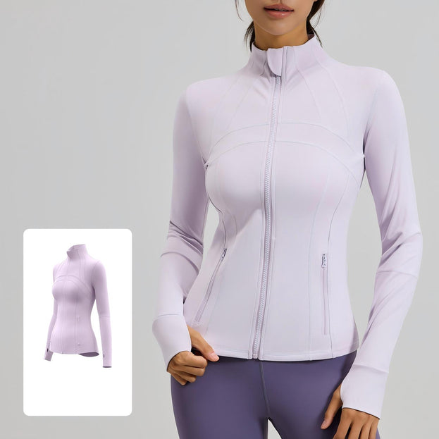 Women's Breathable Yoga Long-Sleeved Patchwork Coat With Pockets