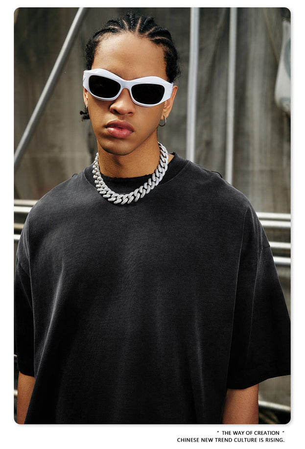 Summer's New Fashionable Commuter Youth Washed And Aged Street Trend Men's T-shirts