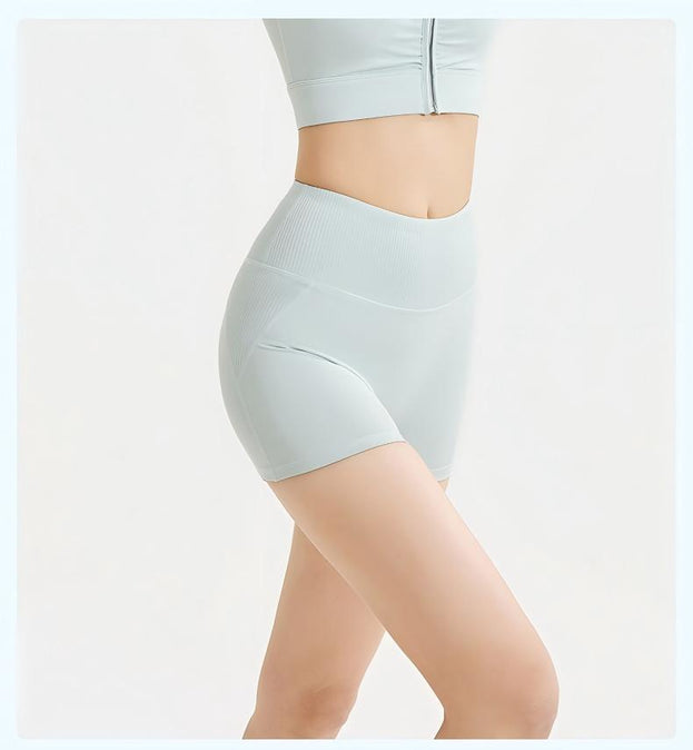 Striped High-Waisted Seamless Sports Yoga Shorts
