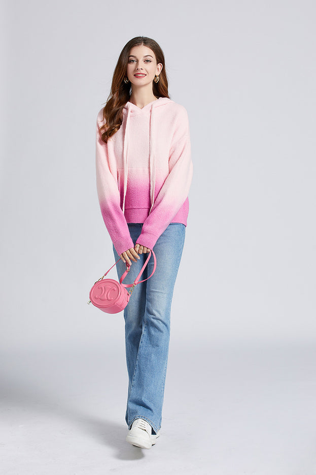 Gradual Change Soft Waxy Lazy Door Sewing Sweater Woman