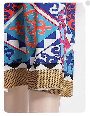 Fashion Vintage Print Dress Lapel Long-Sleeved Temperament Slim MIDI