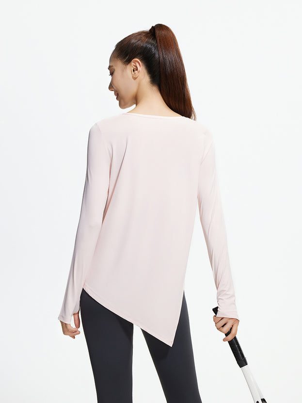 Ice Silk Split Long-Sleeve Yoga Loose Top