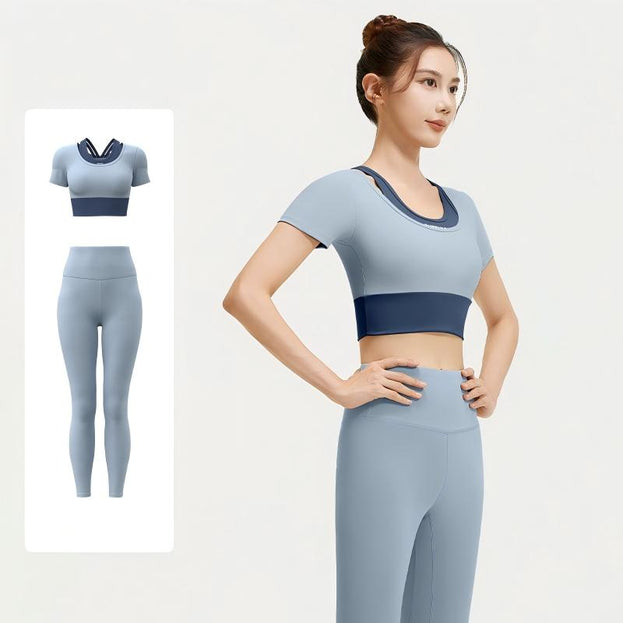 Two-Piece Sports Bra and Yoga Set with Built-in Pads