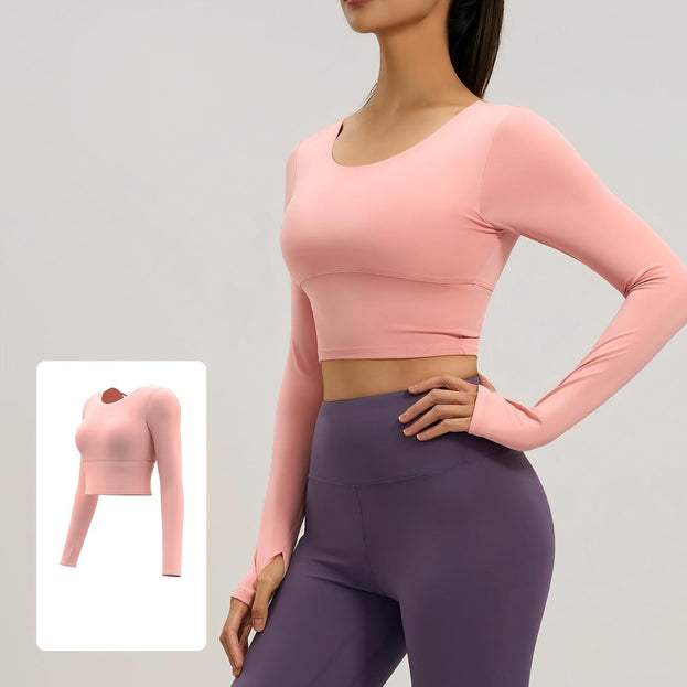 Cross-back Slim-Fit Long-Sleeve Women's Fitness Yoga Top