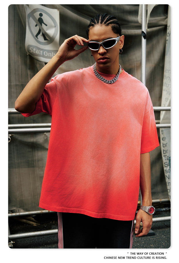 Summer's New Fashionable Commuter Youth Washed And Aged Street Trend Men's T-shirts