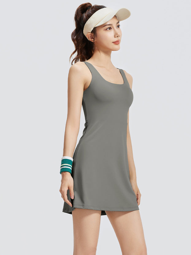 Conjoined Tennis Sports Yoga Dress with Chest Pad