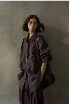 A Loose And Fashionable Button Mid-length Sleeved cotton Commuting Blouse