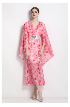Holiday Chic Printed Waisted Dress