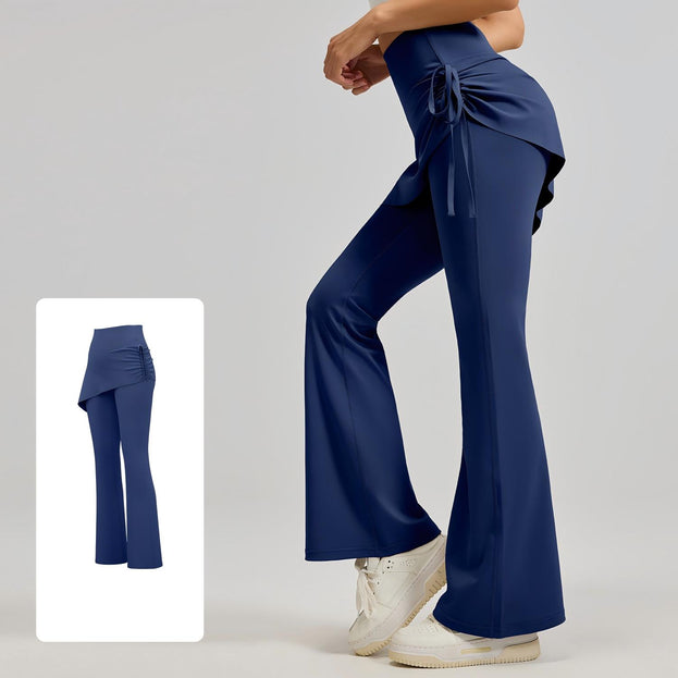 High-Waisted Pleated Double-Layer Yoga Flared Pants