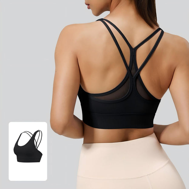 Net Fabric Back-Crossing Motion Yoga Vest