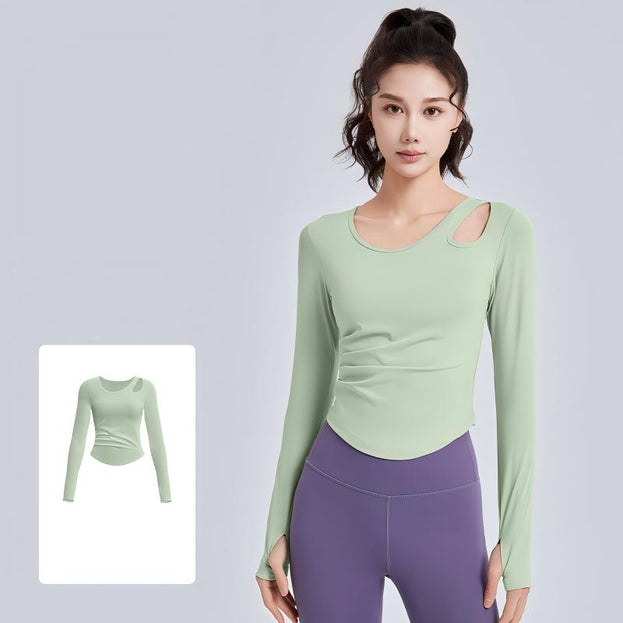 Sleeve-Less Hollow Pleated Sports Yoga Top