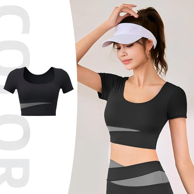Colorblock Casual Sports Naked Yoga Top For Women