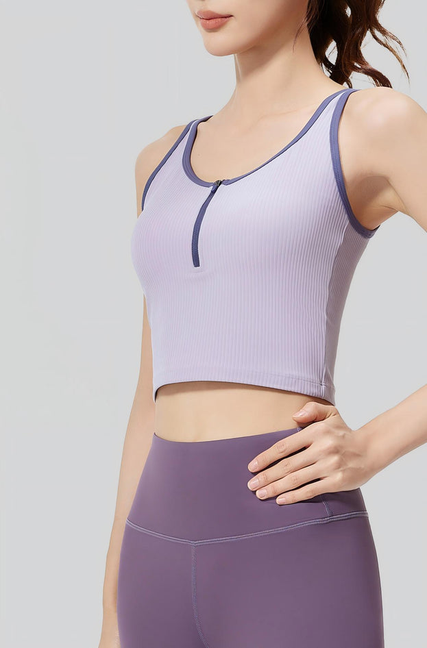 Women's Contrast Stripe Yoga Vall with Zipper