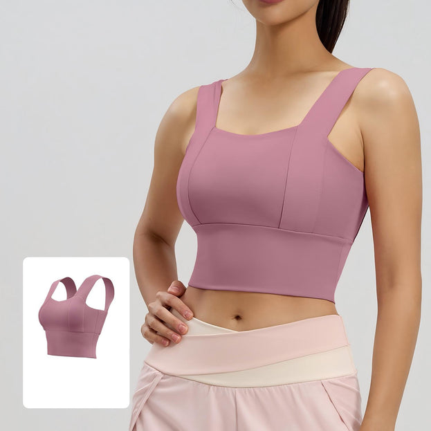 Fixed Cup Gathering Fitness Yoga Back Support Bra