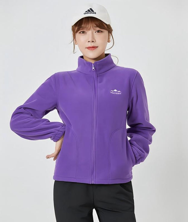 Vertical Collar Zipper Double-sided Fleece Jacket Coat