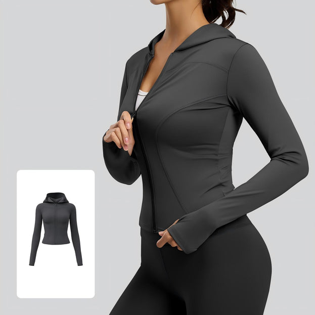 Women's High-Bomb Naked Slim-Fit Tight Hooded Yoga Clothes