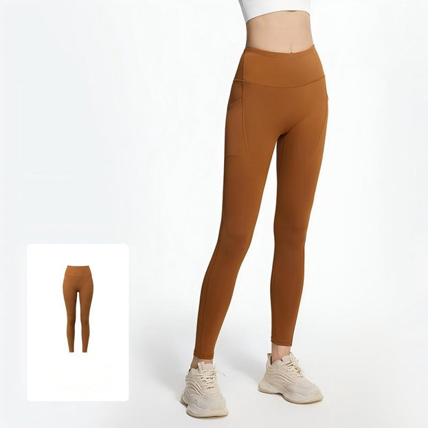 Naked High Waist Skinny Fitness Trousers with Side Pockets