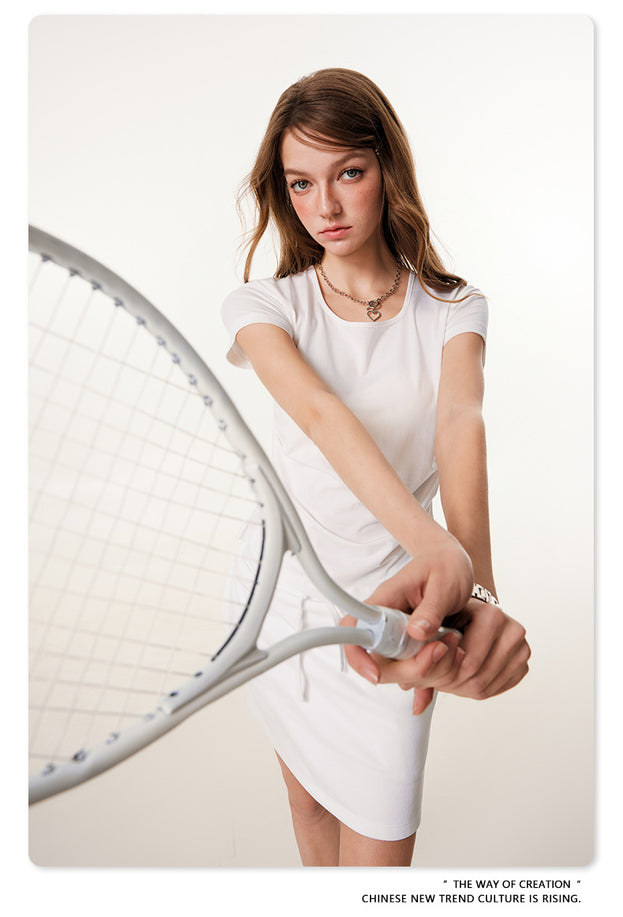 Summer Solid-color Square-neck Hot Girl Short-sleeved Slimming Top