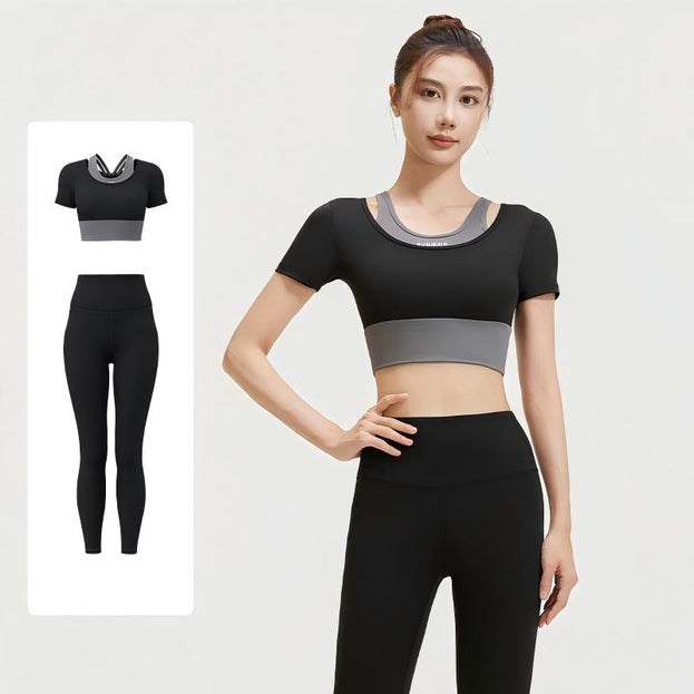 Two-Piece Sports Bra and Yoga Set with Built-in Pads