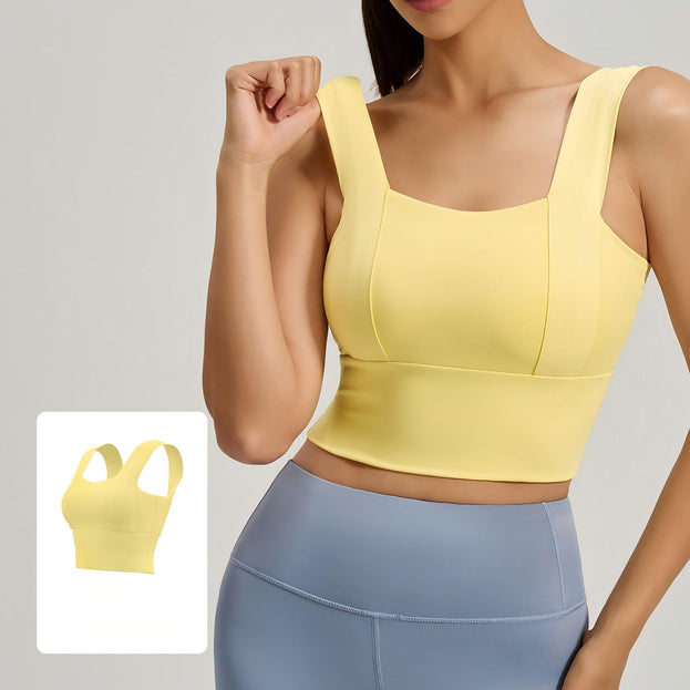 Fixed Cup Gathering Fitness Yoga Back Support Bra