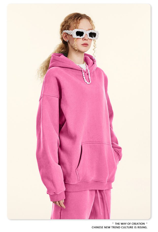 Dopamine Solid-color Fashionable Casual Commuting Youth Hooded Men's Sweatshirt