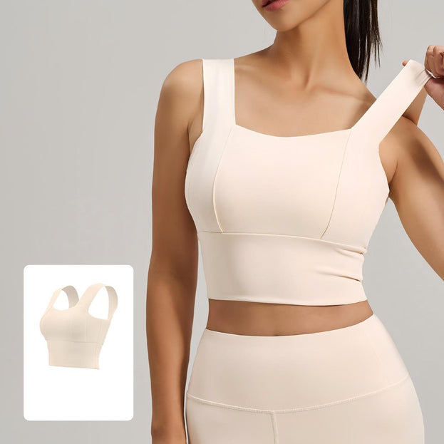 Fixed Cup Gathering Fitness Yoga Back Support Bra