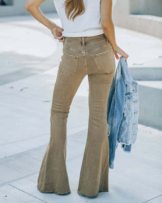 Autumn Fashion Versatile Vintage-Style Slightly Flared Denim Pant for Women