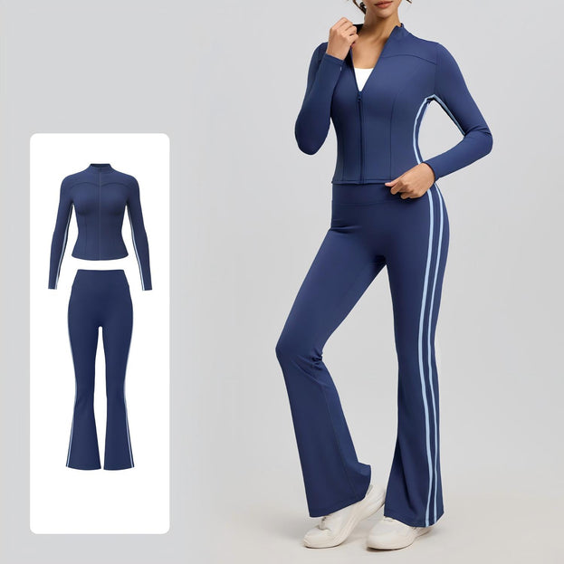 Women's Naked Stretch Striped High Waist Yoga Suit