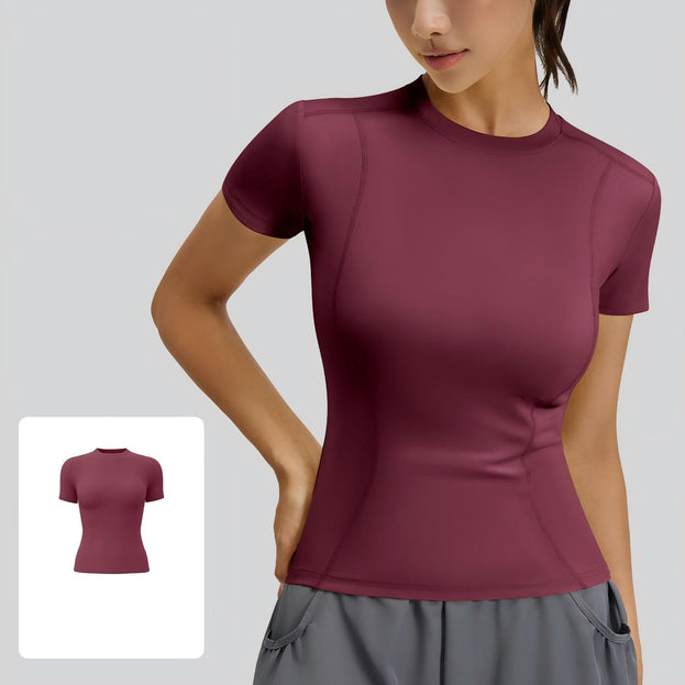 Slim-Fit Sports Tight Round-Neck Yoga T-shirt
