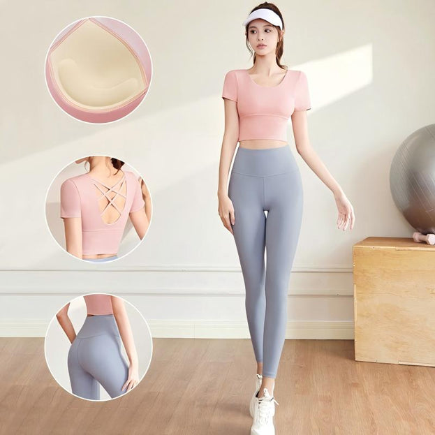 Slimming Fitness Yoga Set with Breast Support for Women
