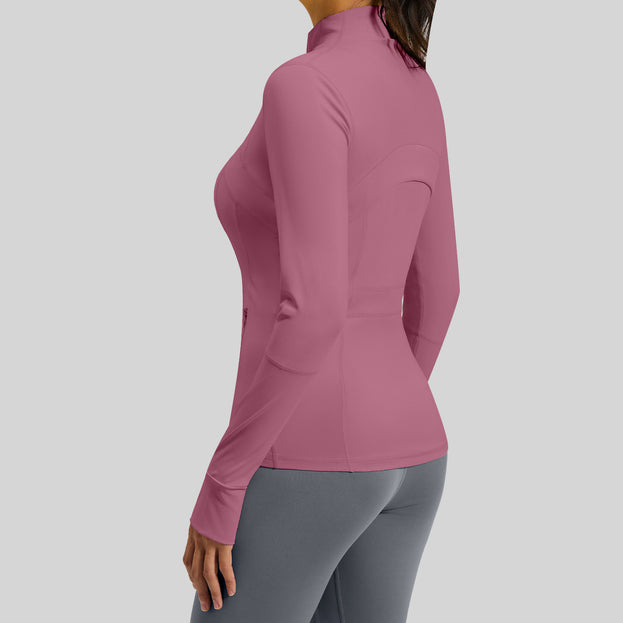 Spliced Breathable Stretch Running Yoga Jacket with Pocket