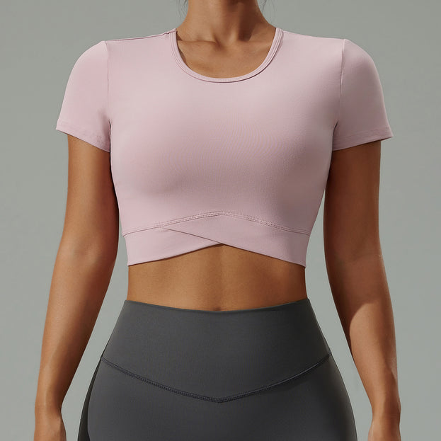 Women's Low-Cut Round-Neck Fitness Yoga Breathable Top