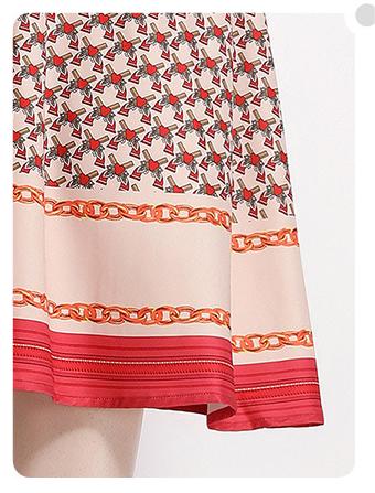 Fashion Vintage Print Dress Lapel Long-Sleeved Temperament Slim MIDI