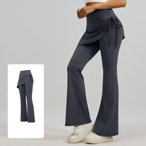 High-Waisted Pleated Double-Layer Yoga Flared Pants