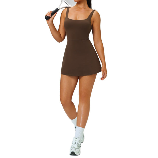 Women's Sporty Yoga One-Piece Skirt With Pockets