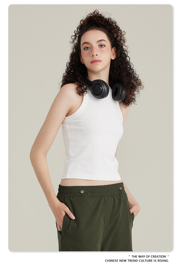 Summer Short Solid-color Commuter Women's Vest Top