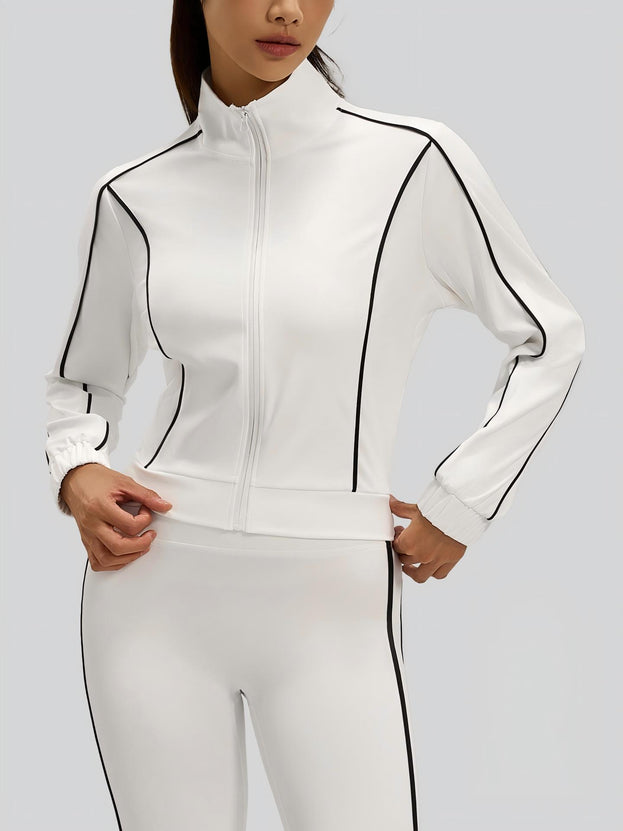 Women's Spring and Autumn Contrast High-elastic Line Loose Coat