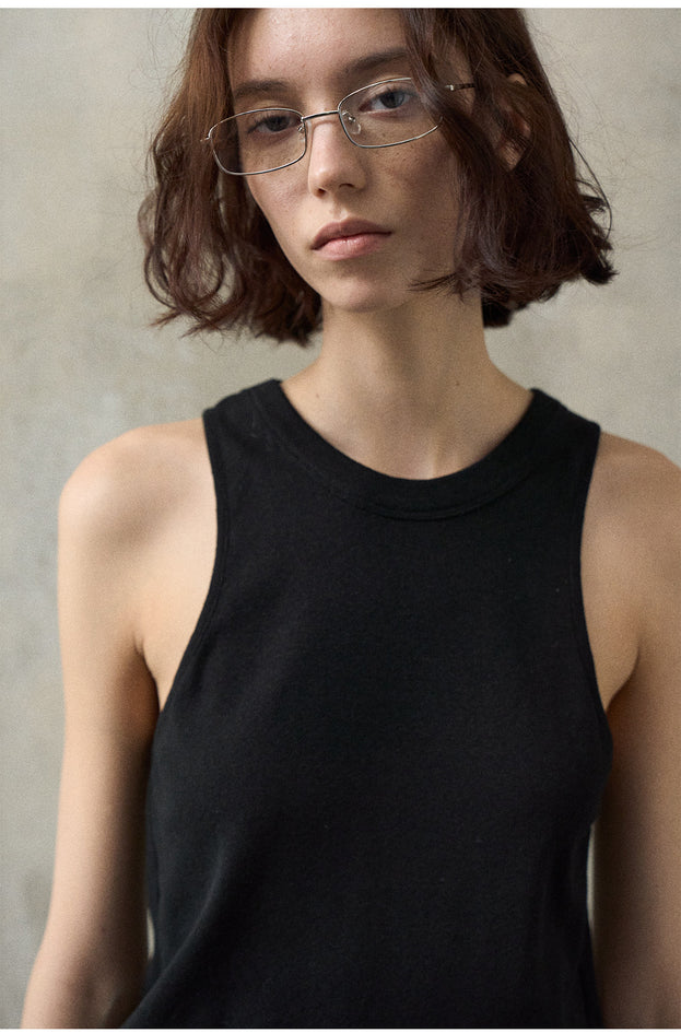 Summer Fashion Trend Round Neck, Solid Color, Pure Cotton Women Top