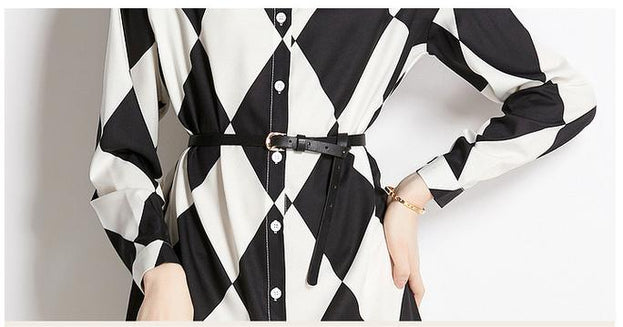 Long Sleeve Shirt With Lapel Collar Fashion Slim Vintage Printed Long Shirt